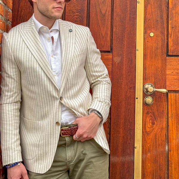2Blind2C Faith Stribet Stretch Blazer Blazer Fitted GRN Green