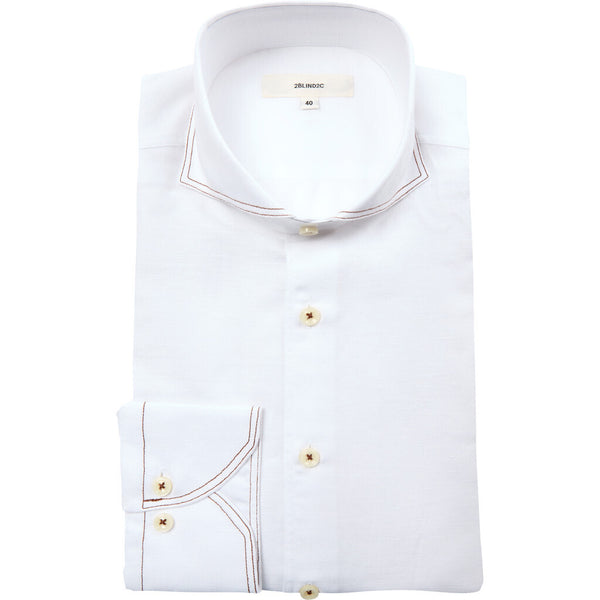 2Blind2C  Fleipe Fitted Skjorte i Bomuld/Hør Shirt LS Fitted WHT White