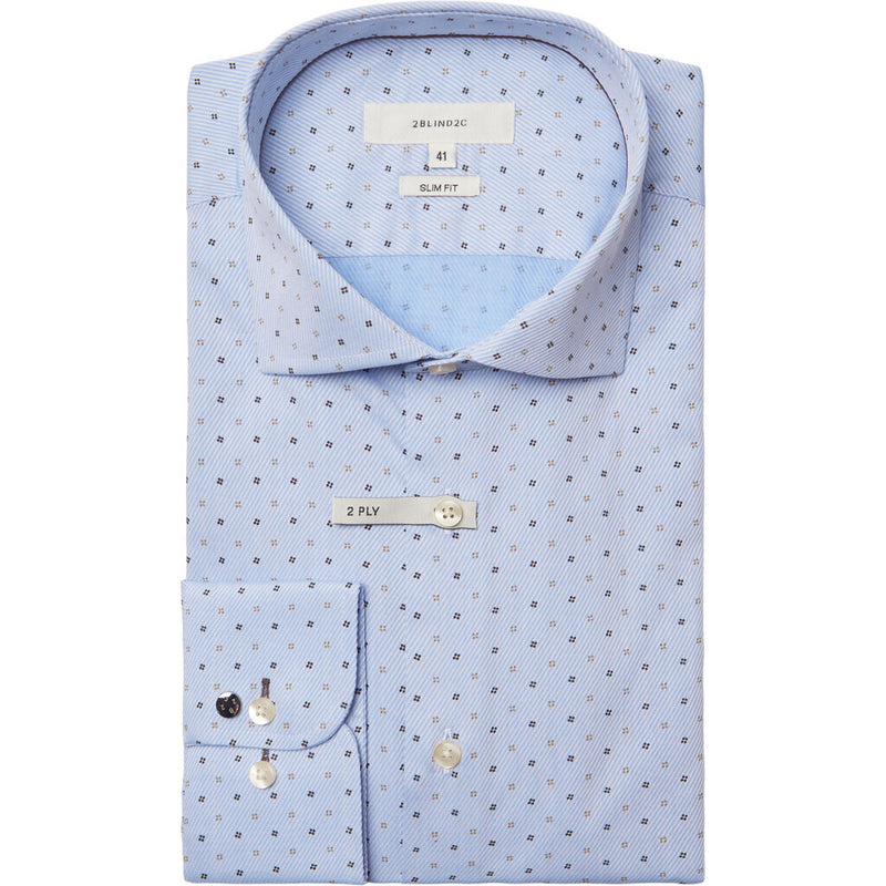 2Blind2C Fred Jacquard Skjorte Shirt LS Fitted LBL Light Blue