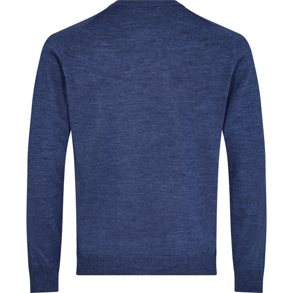 2Blind2C  Kingston Crewneck Strik i Merinould Knitwear MBL Mid Blue