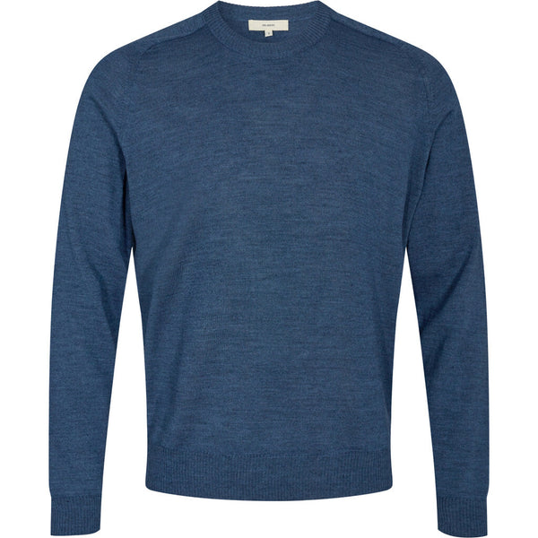 2Blind2C  Kingston Crewneck Strik i Merinould Knitwear MBL Mid Blue