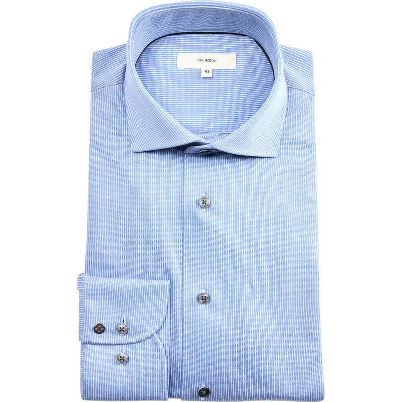 2Blind2C  Steve Stribet Jersey Slim Fit Skjorte Shirt LS Slim LBL Light Blue